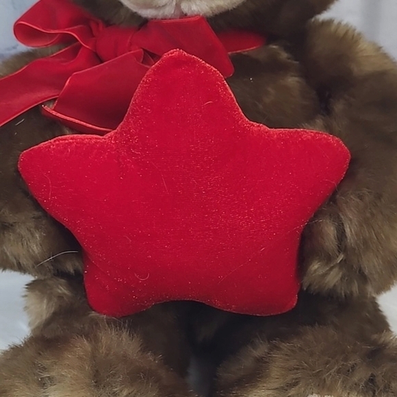 GUND 19" Classic Brown Teddy Bear Red Ribbon & Star Plush Stuffed Animal Toy - Picture 6 of 13